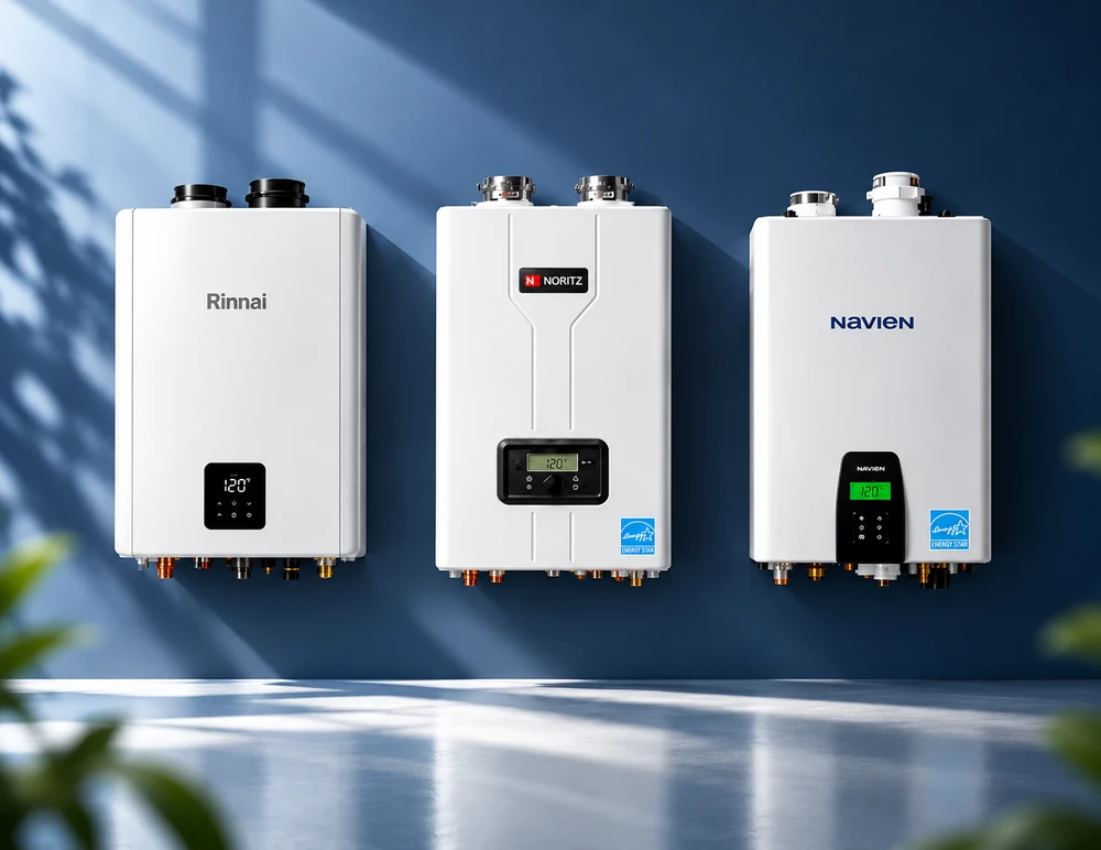 Tankless water heaters from Rinnai, Noritz and Navien